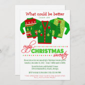 醜いクリスマスセーターホリデーパーティー 招待状 (正面/裏面)