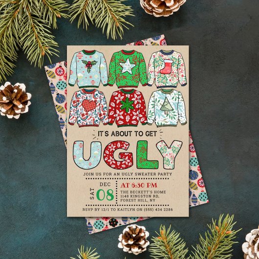 醜いクリスマスセーターホリデーパーティー 招待状