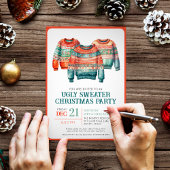 醜いクリスマスセーターモダンレトロホリデーパーティー 招待状