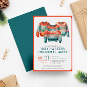 醜いクリスマスセーターモダンレトロホリデーパーティー 招待状