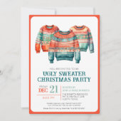 醜いクリスマスセーターモダンレトロホリデーパーティー 招待状 (正面)