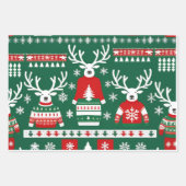 醜いクリスマスセーターラッピング紙，赤と緑 ラッピングペーパーシート (正面)