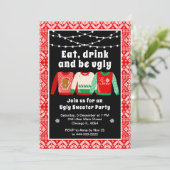 醜いクリスマスセーター休日パーティレッド 招待状 (スタンド正面)