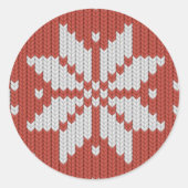 醜いクリスマスセーター北欧の赤いスノーフレーク ラウンドシール (正面)
