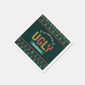 醜いクリスマスセーター北欧ニットあなたの名前グリーン スタンダードカクテルナプキン (角)