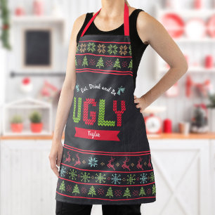 醜いクリスマスセーター北欧ニット名Chalkboard エプロン
