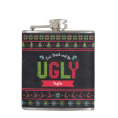 醜いクリスマスセーター北欧ニット名Chalkboard フラスク (正面)
