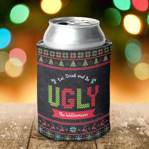 醜いクリスマスセーター北欧ニット名Chalkboard 缶クーラー