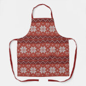 醜いクリスマスセーター北欧ニット赤いハート エプロン (正面)
