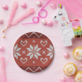 醜いクリスマスセーター北欧ニット赤いハート ペーパープレート (パーティー)