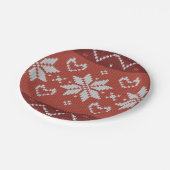 醜いクリスマスセーター北欧ニット赤いハート ペーパープレート (アングル)