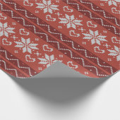 醜いクリスマスセーター北欧ニット赤いハート ラッピングペーパー (角)