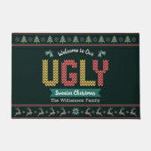 醜いクリスマスセーター北欧ハンターグリーンニット ドアマット (正面)