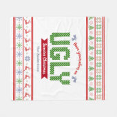 醜いクリスマスセーター北欧ホワイトレッドグリーンニット フリースブランケット (正面(横))