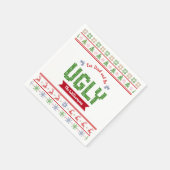 醜いクリスマスセーター北欧レッドグリーンニット名 スタンダードカクテルナプキン (角)