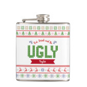 醜いクリスマスセーター北欧レッドグリーンニット名 フラスク (正面)