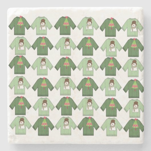醜いクリスマスセーター大理石コースター ストーンコースター (正面)