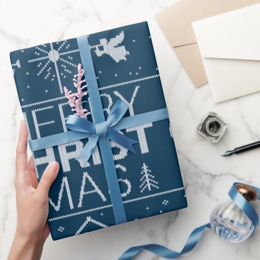 醜いクリスマスセーター宗教的クリスチャンブルー ラッピングペーパー (ギフト)