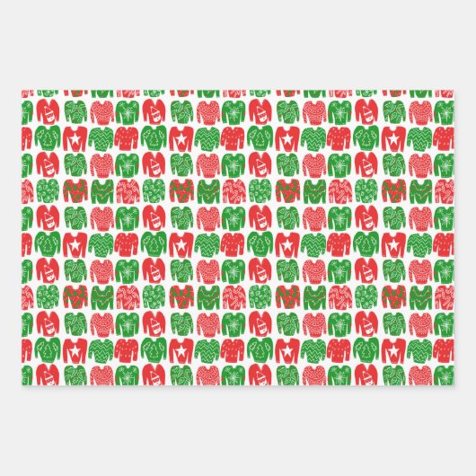 醜いクリスマスセーター幸せなホリデーギフト ラッピングペーパーシート (正面3)