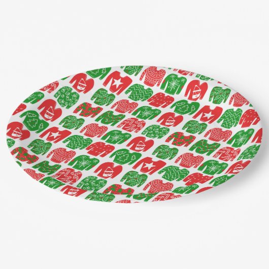 醜いクリスマスセーター幸せな休日かわいい ペーパープレート (アングル)