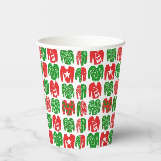 醜いクリスマスセーター幸せな休日かわいい 紙コップ (右)