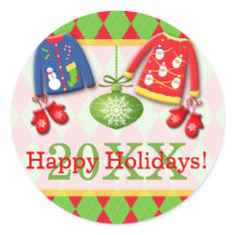 醜いクリスマスセーター幸せな休日ステッカー