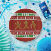 醜いクリスマスセーター怖いジンジャーブレッドマン赤 ペーパープレート (パーティー)