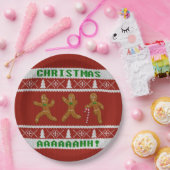 醜いクリスマスセーター怖いジンジャーブレッドマン赤 ペーパープレート (パーティー)