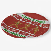 醜いクリスマスセーター怖いジンジャーブレッドマン赤 ペーパープレート (アングル)