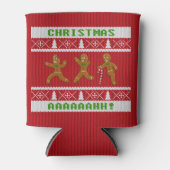 醜いクリスマスセーター怖いジンジャーブレッドマン赤 缶クーラー (正面)