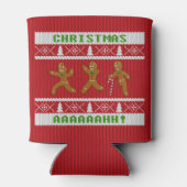 醜いクリスマスセーター怖いジンジャーブレッドマン赤 缶クーラー (裏面)