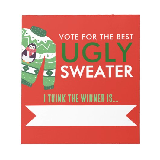 醜いクリスマスセーター投票メモ帳パック40 ノートパッド (正面)