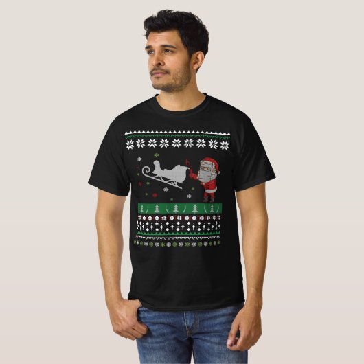 醜いクリスマスセーター歓迎メリークリスマス Tシャツ (正面フル)
