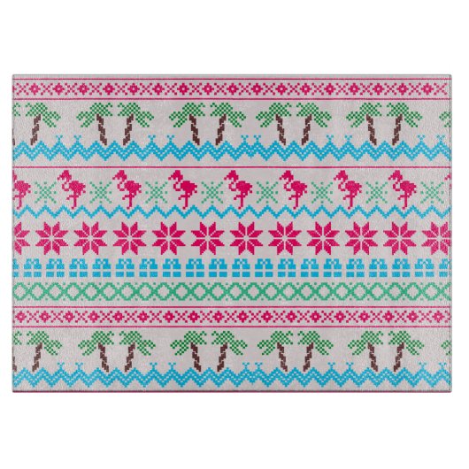 醜いクリスマスセーター熱帯フラミンゴ カッティングボード (正面)