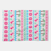 醜いクリスマスセーター熱帯フラミンゴ キッチンタオル (横)