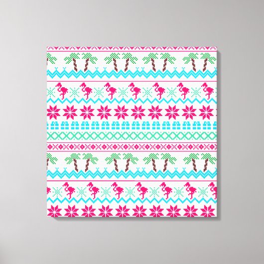 醜いクリスマスセーター熱帯フラミンゴ キャンバスプリント (正面)