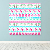 醜いクリスマスセーター熱帯フラミンゴ キャンバスプリント (インサイチュ (ウッドフロア))