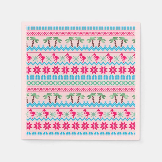 醜いクリスマスセーター熱帯フラミンゴ スタンダードカクテルナプキン (正面)