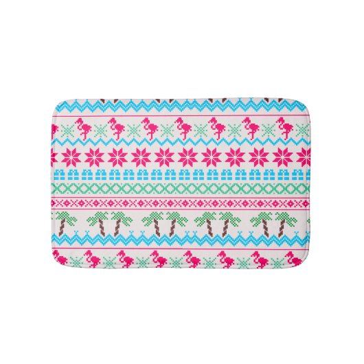 醜いクリスマスセーター熱帯フラミンゴ バスマット (正面)