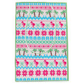 醜いクリスマスセーター熱帯フラミンゴ ミディアムペーパーバッグ (正面)