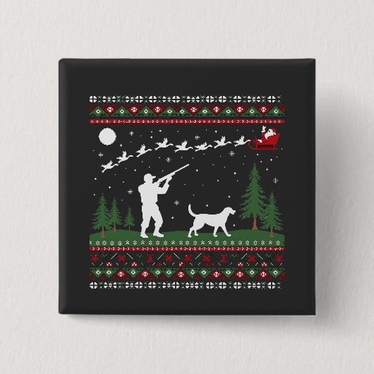 醜いクリスマスセーター狩りシーズンサンタ 缶バッジ (正面)