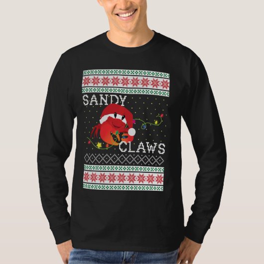 醜いクリスマスセーター砂爪カニ愛好家おもしろい Tシャツ (正面)