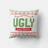 醜いクリスマスセーター粘着性の北欧レッドグリーンニット クッション (裏面)