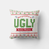 醜いクリスマスセーター粘着性の北欧レッドグリーンニット クッション (正面)