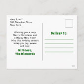 醜いクリスマスセーター緑のメリークリスマス シーズンポストカード (裏面)