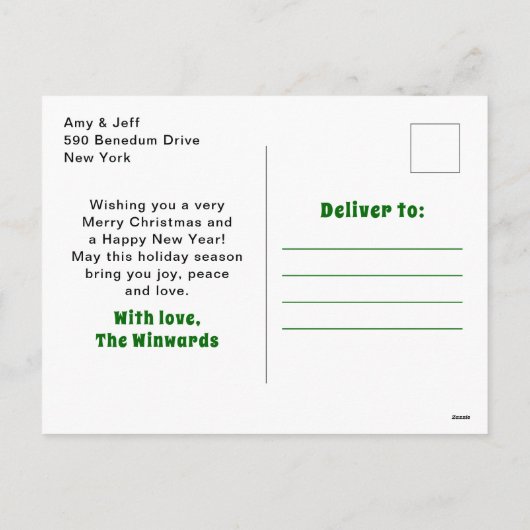 醜いクリスマスセーター緑のメリークリスマス シーズンポストカード (裏面)