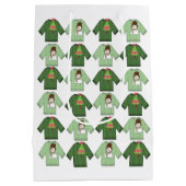 醜いクリスマスセーター緑の抱き枕 ミディアムペーパーバッグ (裏面)