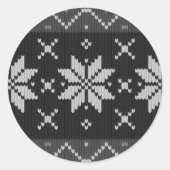 醜いクリスマスセーター編み雪エレガント片 ラウンドシール (正面)