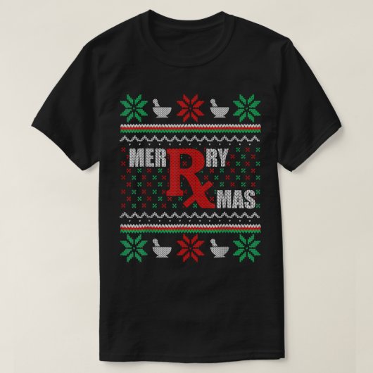 醜いクリスマスセーター薬局メリークリスマスPh Tシャツ (デザイン正面)