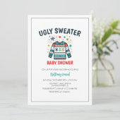 醜いクリスマスセーター赤ちゃんシャワー 招待状 (スタンド正面)